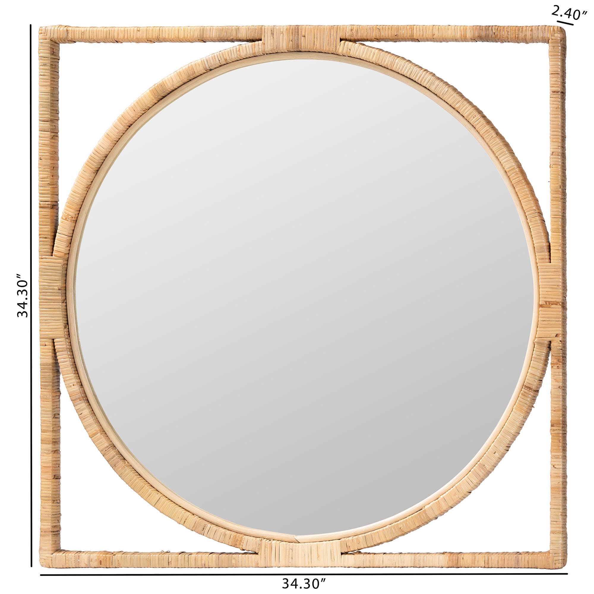 【訳あり】バリ島BOHOstyleラウンドミラーΦ70cm通常16,500円が！ Amazon.com: bali & pari Bayan Japandi Natural Rattan Wall Mirror